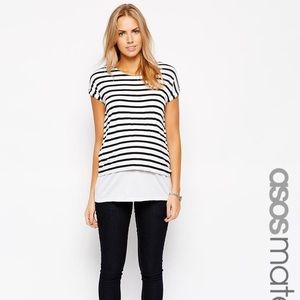 ASOS Maternity/ Nursing Striped Black & White Tee